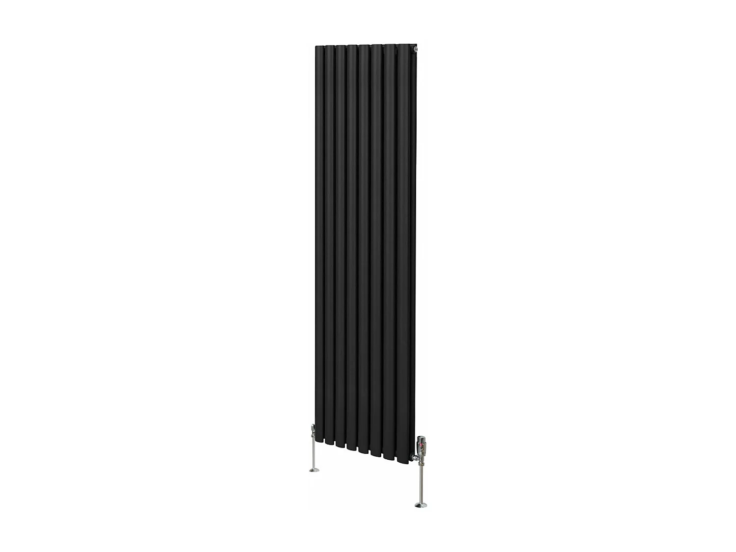 Grzejnik kolumnowy owalny i zawory - 1800 mm x 480 mm - czarny 3486045 - obrazek 1