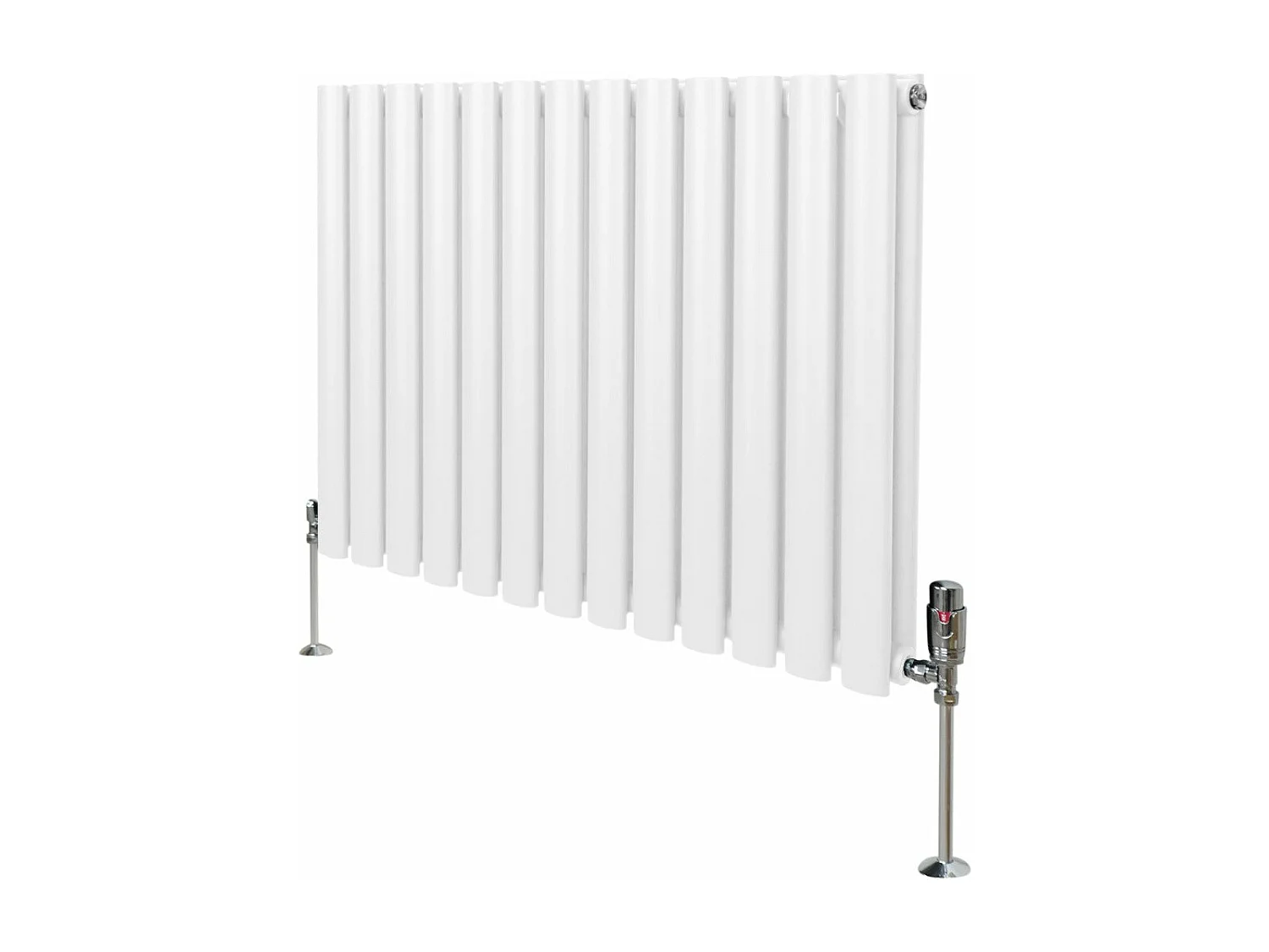 Grzejnik kolumnowy owalny z zaworami – 600 mm x 780 mm – biały 3486044 - obrazek 1