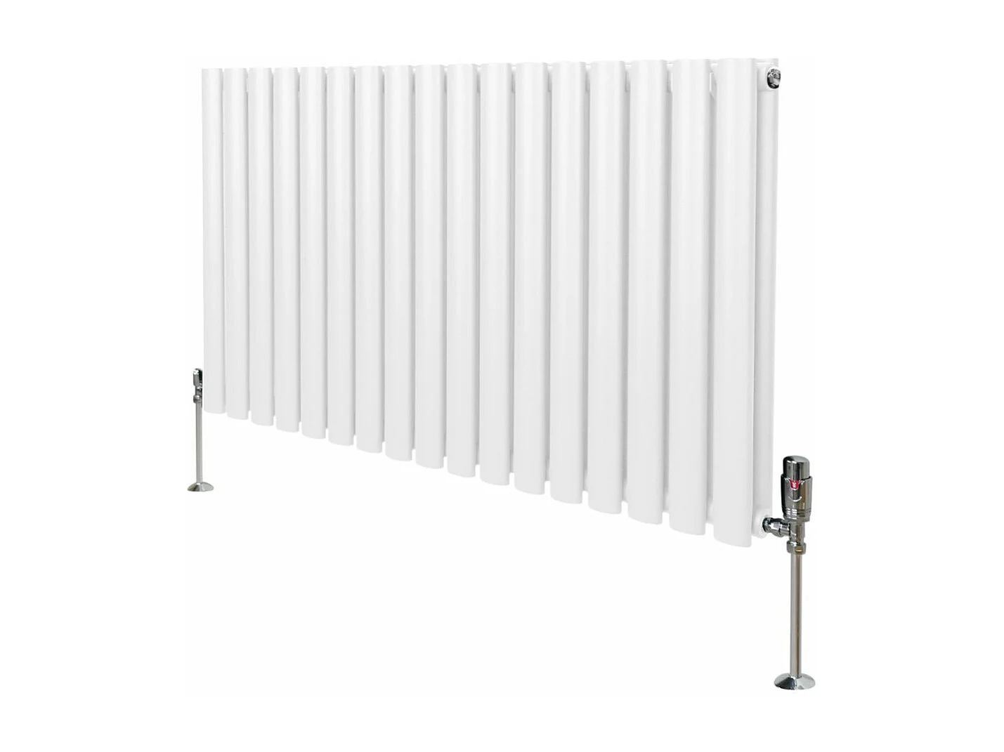 Grzejnik kolumnowy owalny z zaworami – 600 mm x 1020 mm – biały 3486062 - obrazek 1