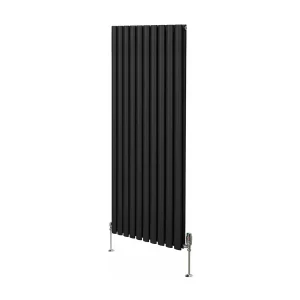 Grzejnik kolumnowy owalny i zawory – 1600 mm x 600 mm – czarny 3486066 Grzejnik kolumnowy owalny i zawory – 1600 mm x 600 mm – czarny 3486066