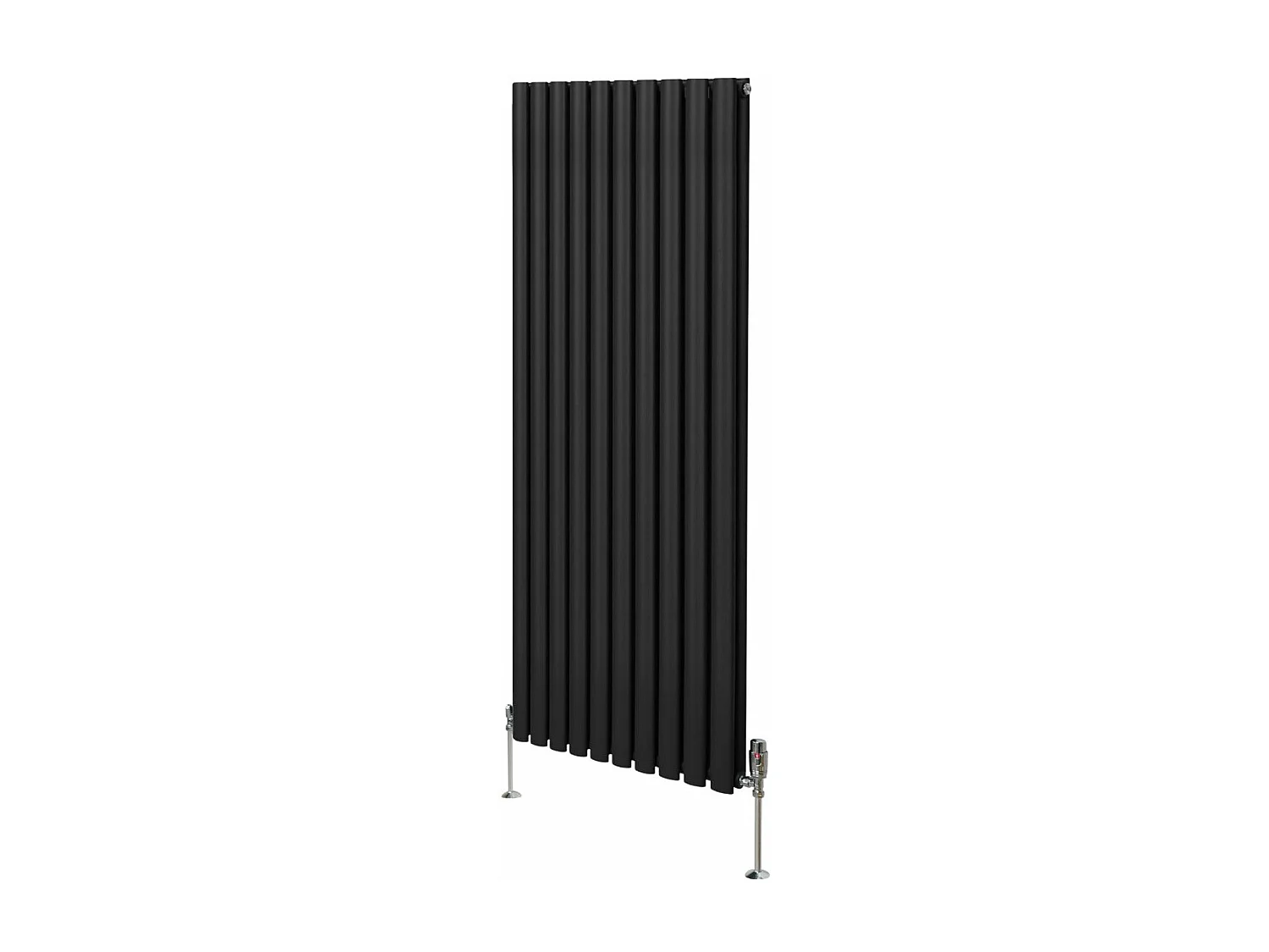 Grzejnik kolumnowy owalny i zawory - 1600 mm x 600 mm - czarny 3486066 - obrazek 1