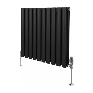 Grzejnik kolumnowy owalny i zawory – 600 mm x 600 mm – czarny 3486069 Grzejnik kolumnowy owalny i zawory – 600 mm x 600 mm – czarny 3486069
