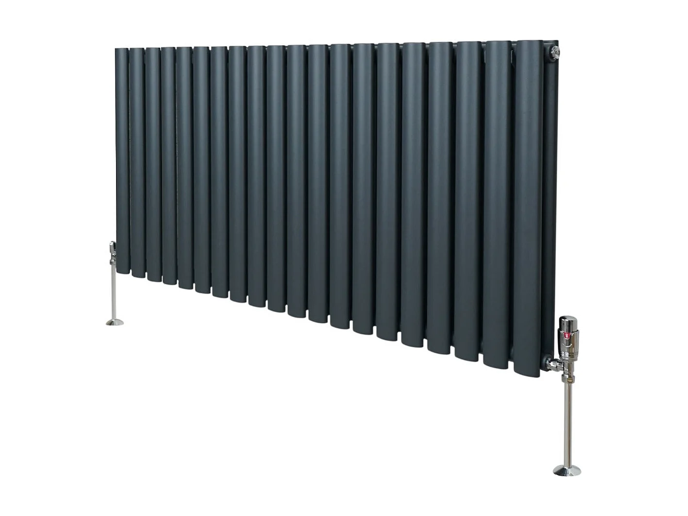 Grzejnik kolumnowy owalny z zaworami – 600 mm x 1200 mm – antracytowo-szary 3486081 - obrazek 1