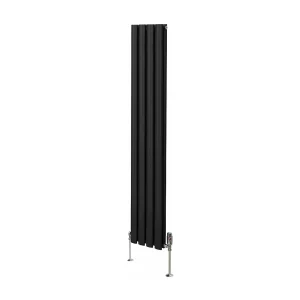 Grzejnik kolumnowy owalny i zawory – 1600 mm x 240 mm – czarny 3486097 Grzejnik kolumnowy owalny i zawory – 1600 mm x 240 mm – czarny 3486097