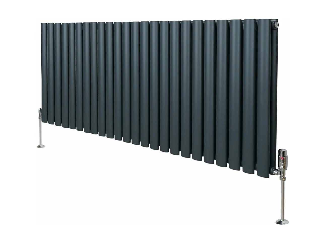 Grzejnik kolumnowy owalny z zaworami – 600 mm x 1440 mm – antracytowo-szary 3486098 - obrazek 1