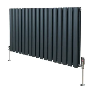 Grzejnik kolumnowy owalny z zaworami – 600 mm x 1020 mm – antracytowo-szary 3486112 Grzejnik kolumnowy owalny z zaworami – 600 mm x 1020 mm – antracytowo-szary 3486112