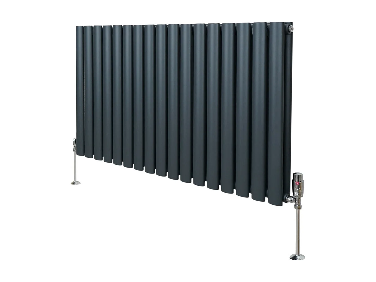 Grzejnik kolumnowy owalny z zaworami – 600 mm x 1020 mm – antracytowo-szary 3486112 - obrazek 1