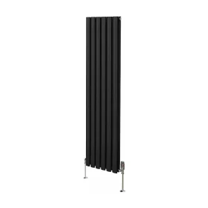 Grzejnik kolumnowy owalny i zawory – 1600 mm x 360 mm – czarny 3486127 Grzejnik kolumnowy owalny i zawory – 1600 mm x 360 mm – czarny 3486127