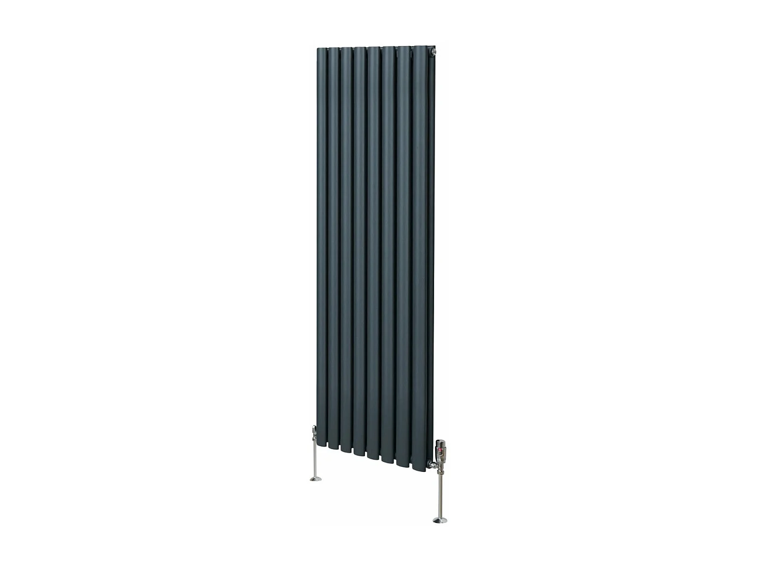 Grzejnik kolumnowy owalny z zaworami – 1600 mm x 480 mm – antracytowo-szary 3486138 - obrazek 1