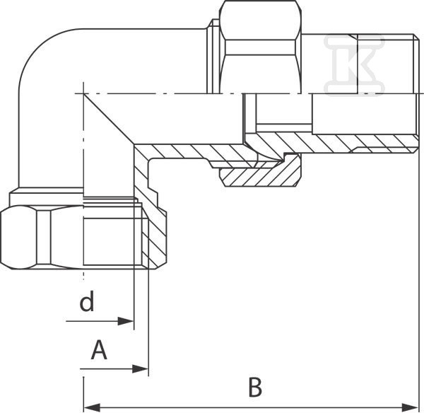 Śrubunek mosiężny 3/4" kątowy SG6 - obrazek 2