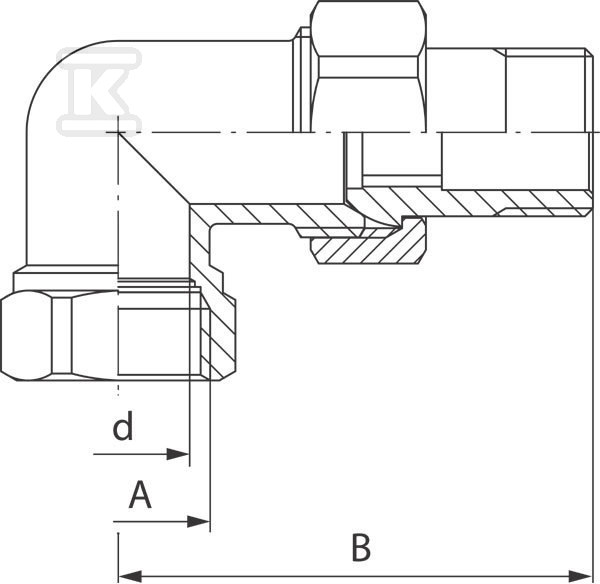 Śrubunek mosiężny 3/8" kątowy SG4 - obrazek 2