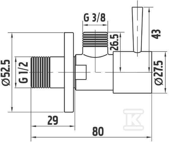 Zawór kątowy Rotondo podłączeniowy G1 / 2x 3 / 8, chrom Z295 - obrazek 2