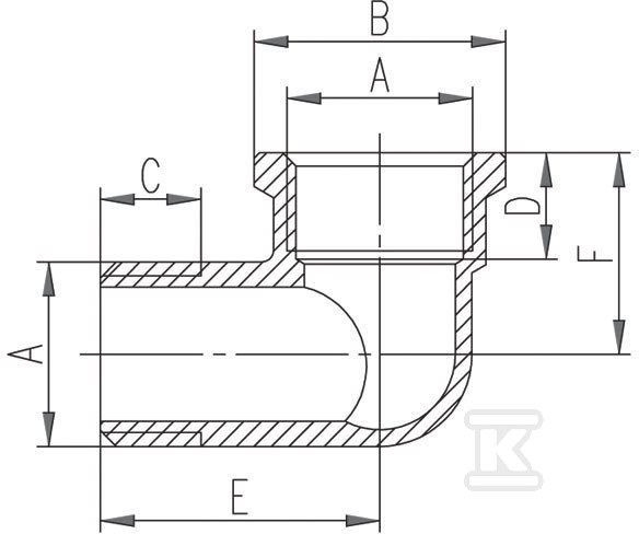 Kolanko mosiężne 3/4" nakrętno-wkrętne chrom K10C - obrazek 2