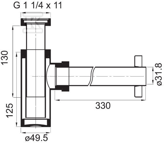 Syfon Rotondo mosiężny G5 / 4, nikiel szczotkowany S282NC - obrazek 2