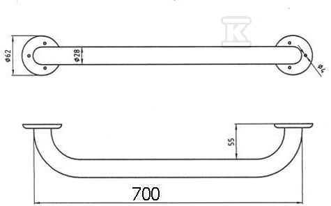 Uchwyt pojedynczy METALIA 70cm, biały R6670,11 - obrazek 1