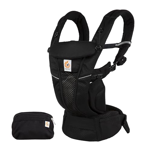 Ergobaby Omni Breeze nosidełko dla niemowląt od urodzenia do 20 kg, 4 pozycje SoftFlex Mesh, ergonomiczne na brzuch i plecy, torba przenoszenia niemowląt, Czarny (Onyx Black) - obrazek 1