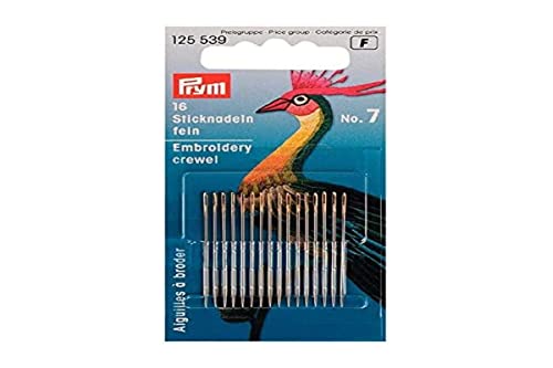 Prym Fine Crewel No.7 Igly Do Haftu 16 Czesciowy, 38 mm Dlugosc 0,70 Grubosc, Srebrny/Zloty