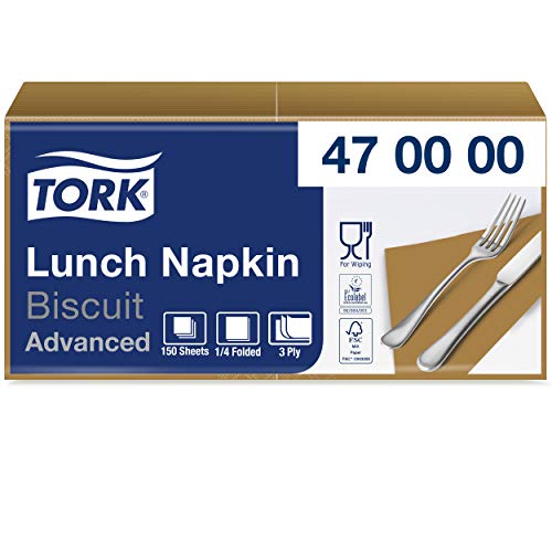 Tork 470000 Soft serwetki na lunch Biscuit / 3 warstwowe, chłonne papierowe kremowe/wszechstronne zastosowanie/zaawansowana jakość 10 x 150 (1500) serwetek 32,6 33 cm (szer. dł.), - obrazek 1
