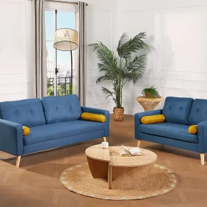 Kanapa 3+2 TATUM z tkaniny – Kolor niebieski 115895