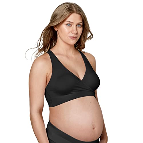 Medela biustonosz Keep Cool Sleep Bezszwowy do spania dla kobiet w ciąży i karmiących ze strefami oddychania pełnymi plecami, czarny, M