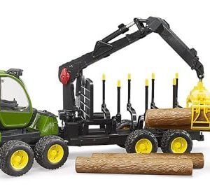 Bruder John Deere 1210E 02133 – Ciągnik z 4 kłodami drewna i chwytakiem Bruder John Deere 1210E 02133 – Ciągnik z 4 kłodami drewna i chwytakiem