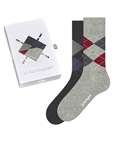 Burlington Mężczyźni Skarpety Basic Gift Box M SO Bawełna z wzorem 2 Pak, Wielokolorowy (Sortiment 0070), 40 46 - obrazek 1