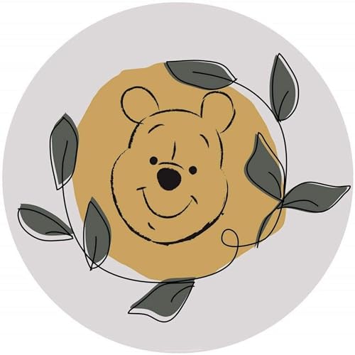 Disney Komar DOT okrągła i samoprzylepna fototapeta z włókniny od Winnie Pooh Garland średnica 125 cm dla niemowląt, pokój dziecięcy, tatuaż ścienny DD1 037