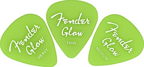 Fender® »GLOW IN THE DARK 351 PICK MIX« plektrony gitarowe 12 sztuk/miks Thin/Medium/Heavy