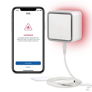 Eve Water Guard inteligentny czujnik wody, kabel czujnika 2 m (przedłużony), 100 dB, alarm wodny do iPhone’a, iPada, Apple Watch, HomeKit, Bluetooth, Thread, Biały, 20EBZ8701 Eve Water Guard inteligentny czujnik wody, kabel czujnika 2 m (przedłużony), 100 dB, alarm wodny do iPhone’a, iPada, Apple Watch, HomeKit, Bluetooth, Thread, Biały, 20EBZ8701