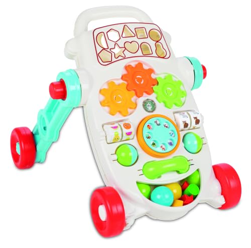 Pilsan My First Walker pomoc podczas chodzenia, z muzyką i zabawnymi aktywnościami, takimi jak piłki, perły itd., kolor biały, niebieski, czerwony - obrazek 1