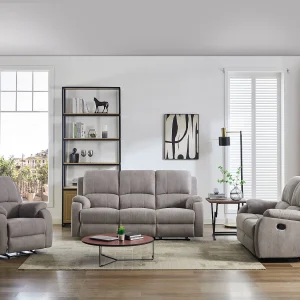 Kanapa 3-osobowa i 2-osobowa z funkcją relax z jasnoszarej mikrofibry – BRODY 3253992 Kanapa 3-osobowa i 2-osobowa z funkcją relax z jasnoszarej mikrofibry – BRODY 3253992