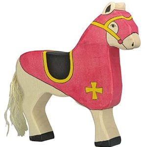 Holztiger 80248 figurka do zabawy koń turniejowy, czerwony Holztiger 80248 figurka do zabawy koń turniejowy, czerwony