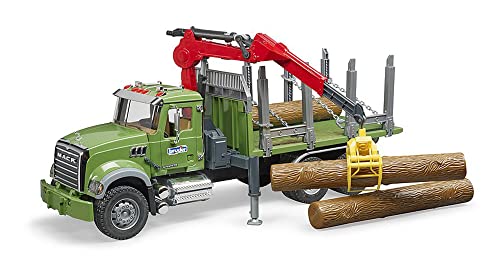 Bruder Mack Granite Transport drewna z żurawiem i 3 pniami 1:16 - obrazek 1