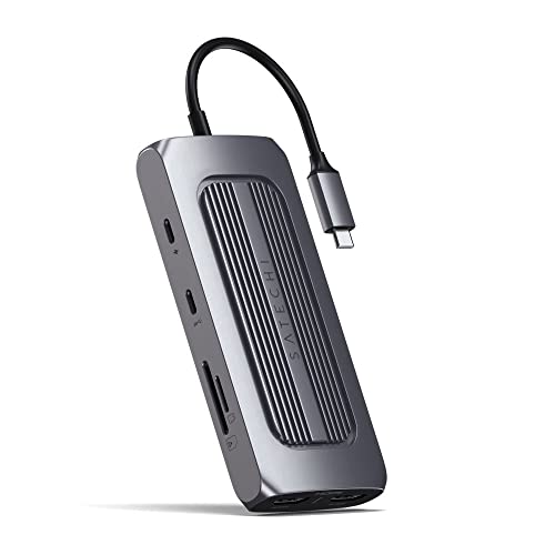 SATECHI Wieloportowy Adapter Mx USB C Podwójny 4K HDMI, Ładowanie PD C, Gigabit Ethernet, Port Danych Dla MacBook Pro/Air M2/ M1, M2, iPad Mac Mini iMac M1 SATECHI Wieloportowy Adapter Mx USB C Podwójny 4K HDMI, Ładowanie PD C, Gigabit Ethernet, Port Danych Dla MacBook Pro/Air M2/ M1, M2, iPad Mac Mini iMac M1