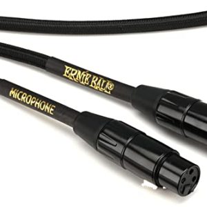 Ernie Ball 6 m pleciony męski żeński XLR kabel mikrofonowy czarny Ernie Ball 6 m pleciony męski żeński XLR kabel mikrofonowy czarny