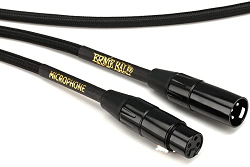 Ernie Ball 6 m pleciony męski żeński XLR kabel mikrofonowy czarny - obrazek 1