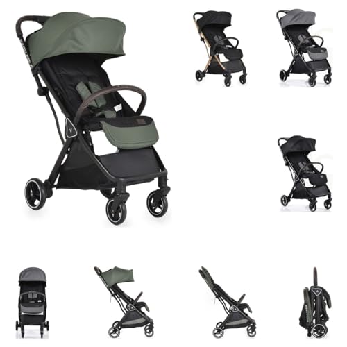 Cangaroo Wózek dziecięcy Buggy Easy Fold aluminiowy dach przeciwsłoneczny, regulowany, składany, kosz, kolor: zielony - obrazek 1