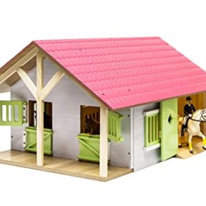 Kids Globe Gospodarstwo konne Farming różowa stajnia dla koni w rozmiarze 1:24 z 2 pudełkami, zabawka, podwórko koni, praktycznym składanym dachem, do wszystkich powszechnie stosowanych figurek Kids Globe Gospodarstwo konne Farming różowa stajnia dla koni w rozmiarze 1:24 z 2 pudełkami, zabawka, podwórko koni, praktycznym składanym dachem, do wszystkich powszechnie stosowanych figurek