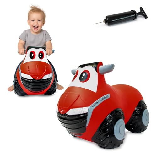JAMARA 466000 Massey Ferguson traktor do skakania z pompką, nie zawiera BPA, łatwy w pielęgnacji, oficjalnie licencjonowany, lusterka boczne służą jako podpora dla dziecka, kolor czerwony JAMARA 466000 Massey Ferguson traktor do skakania z pompką, nie zawiera BPA, łatwy w pielęgnacji, oficjalnie licencjonowany, lusterka boczne służą jako podpora dla dziecka, kolor czerwony