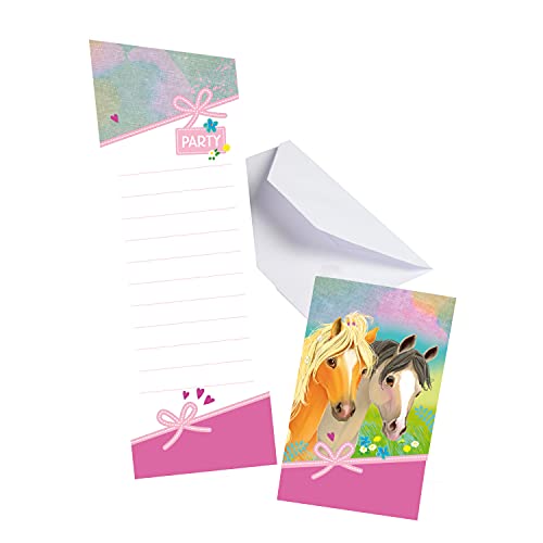 Amscan 9911593 Zaproszenia Pretty Pony, 8 sztuk, rozmiar 14,2 x cm, kartki z białymi kopertami, zaproszenie, urodziny dzieci, impreza tematyczna Amscan 9911593 Zaproszenia Pretty Pony, 8 sztuk, rozmiar 14,2 x cm, kartki z białymi kopertami, zaproszenie, urodziny dzieci, impreza tematyczna