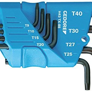 GEDORE 1531425 H 43 TX 88 zestaw wkrętaków kątowych w uchwycie 8 LG TORX T9 T40, 40 mm GEDORE 1531425 H 43 TX 88 zestaw wkrętaków kątowych w uchwycie 8 LG TORX T9 T40, 40 mm