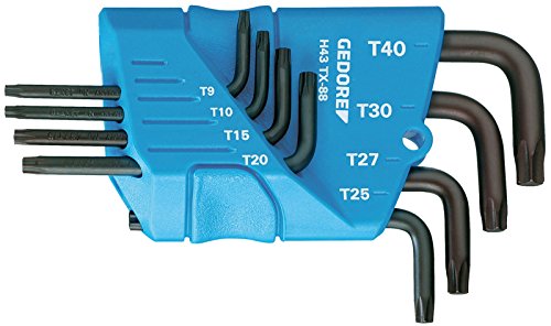 GEDORE 1531425 H 43 TX 88 zestaw wkrętaków kątowych w uchwycie 8 LG TORX T9 T40, 40 mm