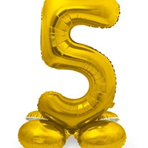 Folat Balon foliowy z podstawą numer 5 złoty 72 cm Folat Balon foliowy z podstawą numer 5 złoty 72 cm
