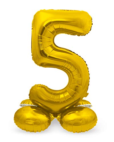 Folat Balon foliowy z podstawą numer 5 złoty 72 cm Folat Balon foliowy z podstawą numer 5 złoty 72 cm