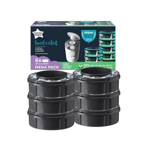 Tommee Tippee Twist and Click Advanced Nappy Disposal Sangenic Tec Refills, Pack of 6 (Compatible with Tec, Bins) - obrazek 1