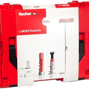 fischer Duopower L Boxx Skrzynka Asortymentowa Kołki Do Płyt Gipsowo Kartonowych, Cegieł I Betonu, Średnica 6,8,10, Odporne Na Uderzenia Składane Pudełko, Czerwony / Szary, 833 sztuki fischer Duopower L Boxx Skrzynka Asortymentowa Kołki Do Płyt Gipsowo Kartonowych, Cegieł I Betonu, Średnica 6,8,10, Odporne Na Uderzenia Składane Pudełko, Czerwony / Szary, 833 sztuki