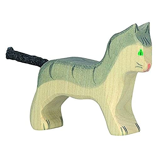 Holztiger Mały szary kot - Figurka drewniana ręcznie malowana 80056 - obrazek 1