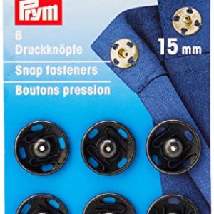 Prym Mosiądz Czarny (15mm) Przyszywać Kłapnięcie Elementy Złączne 6 Sztuki Prym Mosiądz Czarny (15mm) Przyszywać Kłapnięcie Elementy Złączne 6 Sztuki