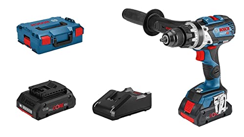 Bosch Professional system 18V: akumulatorowa wiertarko wkrętarka udarowa GSB 18V 110 C (2 akumulatory ProCORE18V 4.0Ah, szybka ładowarka GAL 40, rękojeść dodatkowa, walizka L BOXX) - obrazek 1