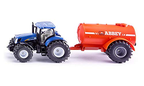 siku 1945, Tractor with Single Axle Vacuum Tanker, 1:50, Metal/Plastic, Blue/Orange, Multifunctional - obrazek 1
